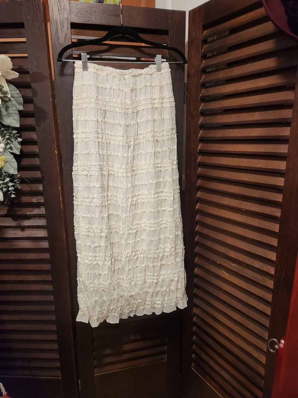 Commense Cream Tiered Ruffle Maxi Skirt